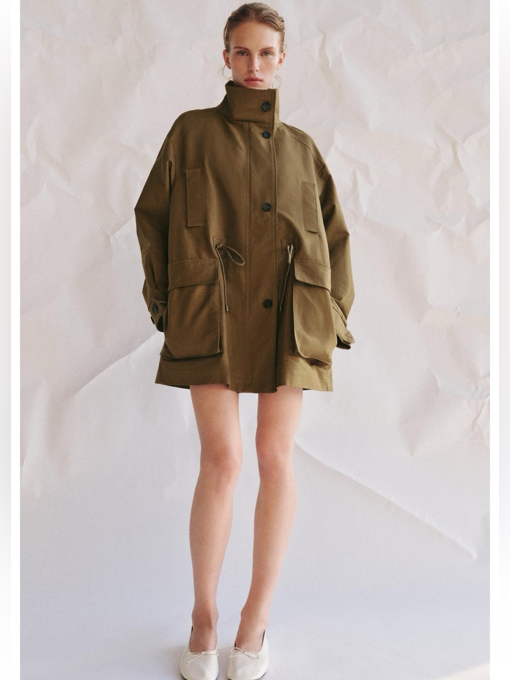 Olive Oversized Parka Jacket- 100% Cotton